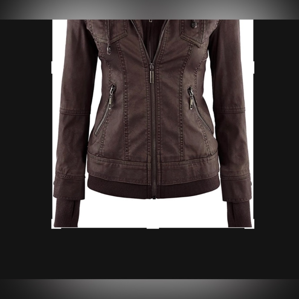 Lock and Love Jacket Women's Removable Hooded Faux Leather XXl but fits like M